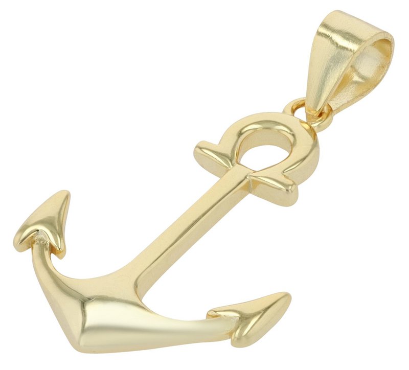 "Nahid" - anchor pendant, real silver in gold color