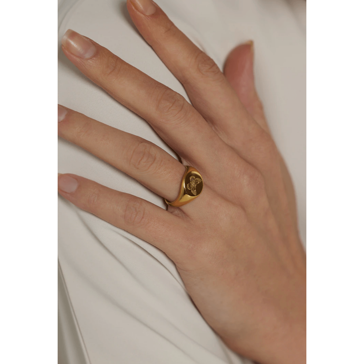 Lucy - Signet Butterfly Gold Ring