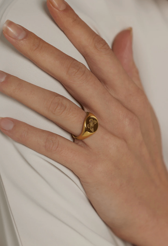 Lucy - Signet Butterfly Gold Ring