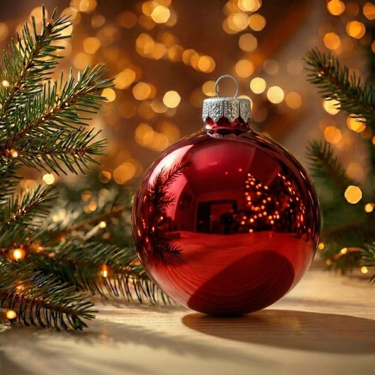"holy christmas" - 8 cm Christmas balls red high gloss