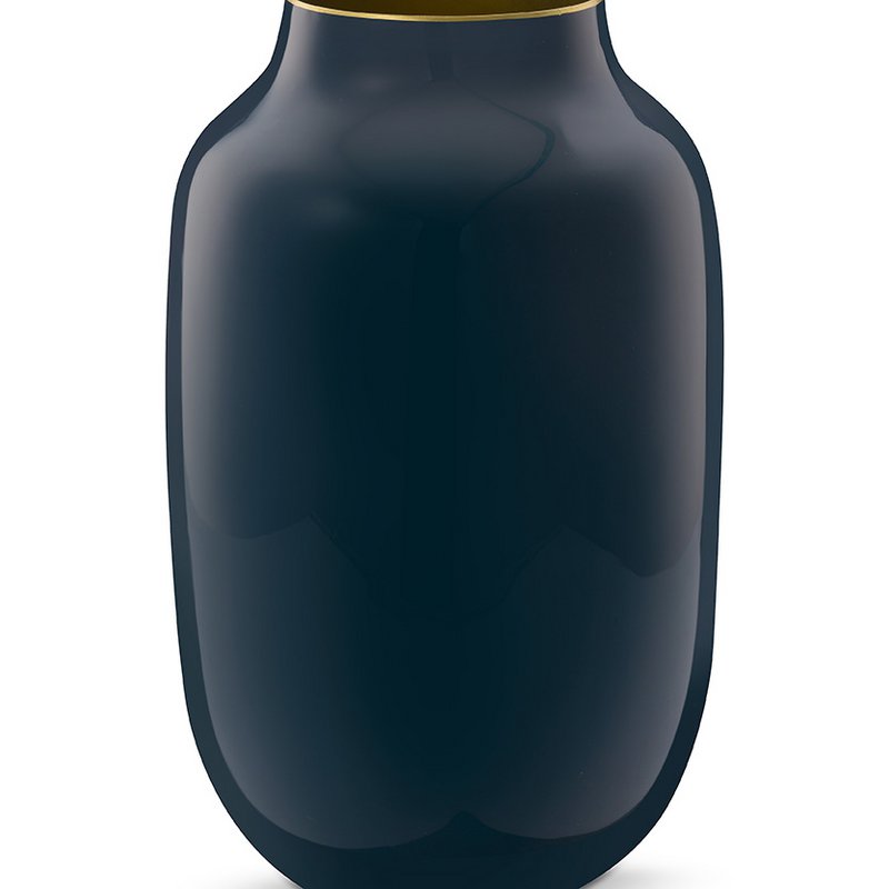 Vase Metal Oval Mid Blue 30cm