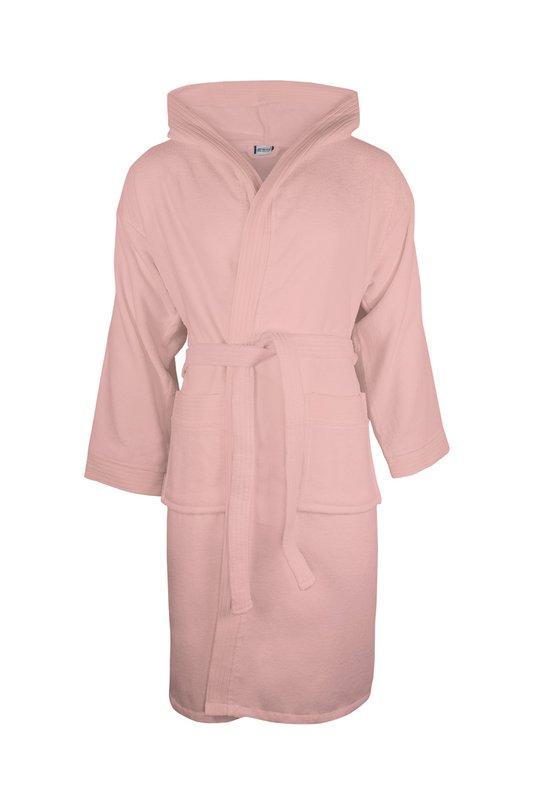 Bathrobe Deluxe Hooded Velours, 450 gr/m², Salmon Pink L/XL