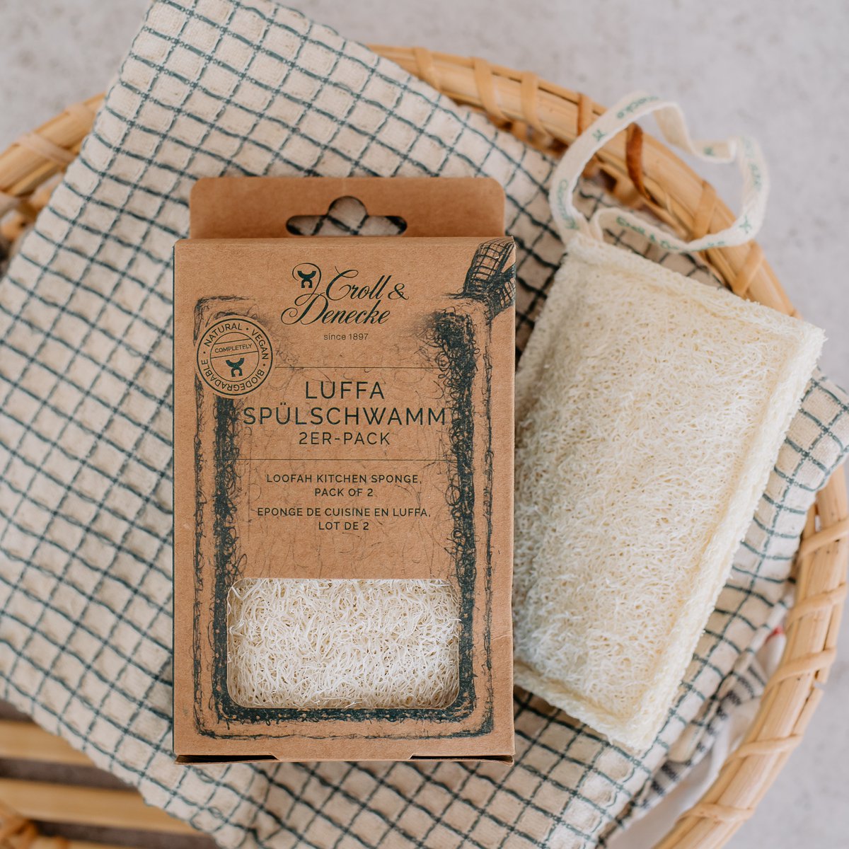 Loofah køkkensvamp, pakke med 2