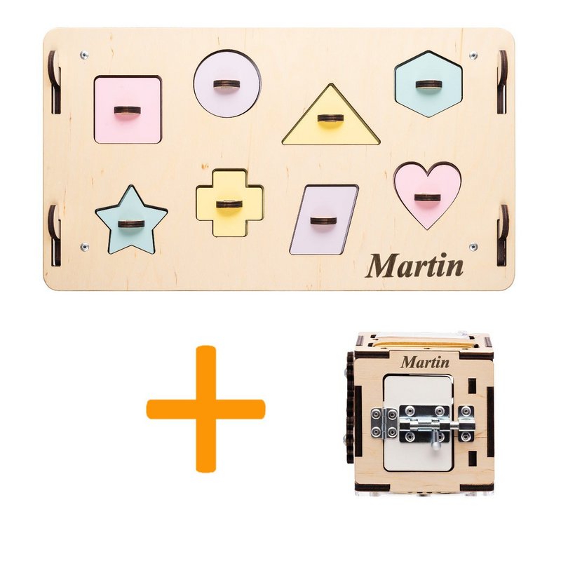 Set - BusyBoard cottage natura/pastel and creative cube
