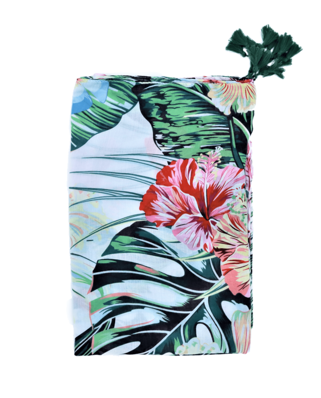 Viscose pareo in tropisch patroon in multicolor
