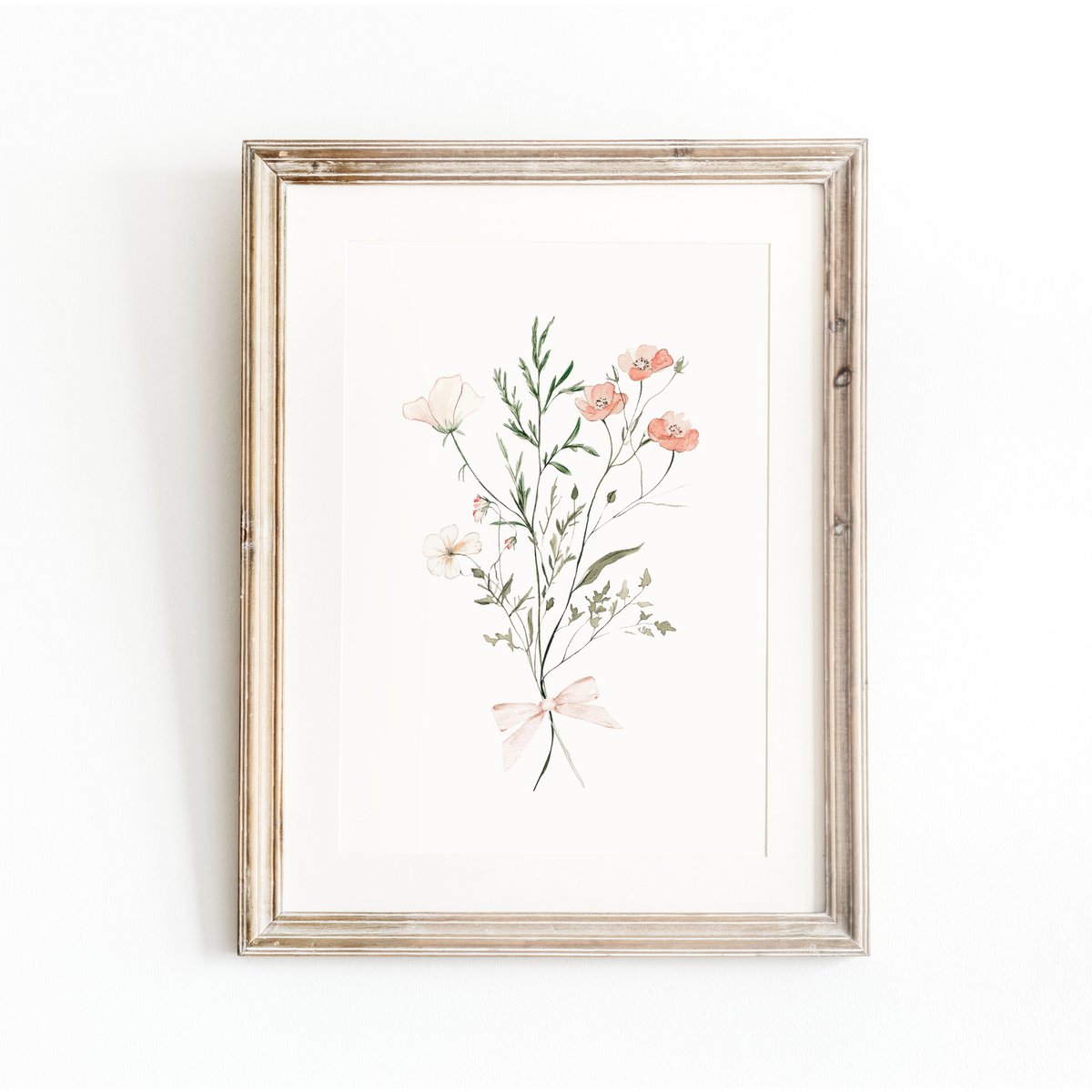 Flores de primavera de rubor con arco, póster de flores silvestres rosadas, estampado de ramo de flores silvestres, huella de guardería floral, póster botánico, póster de flores, huella de vivero floral, póster de flores silvestres, póster de vivero 