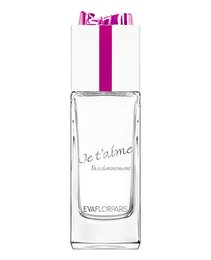 A women's perfume with a floral, romantic scent. The bottle has a tall, slender shape with a pink accent. The packaging features a heart design, indicating the perfume's passionate and loving theme.