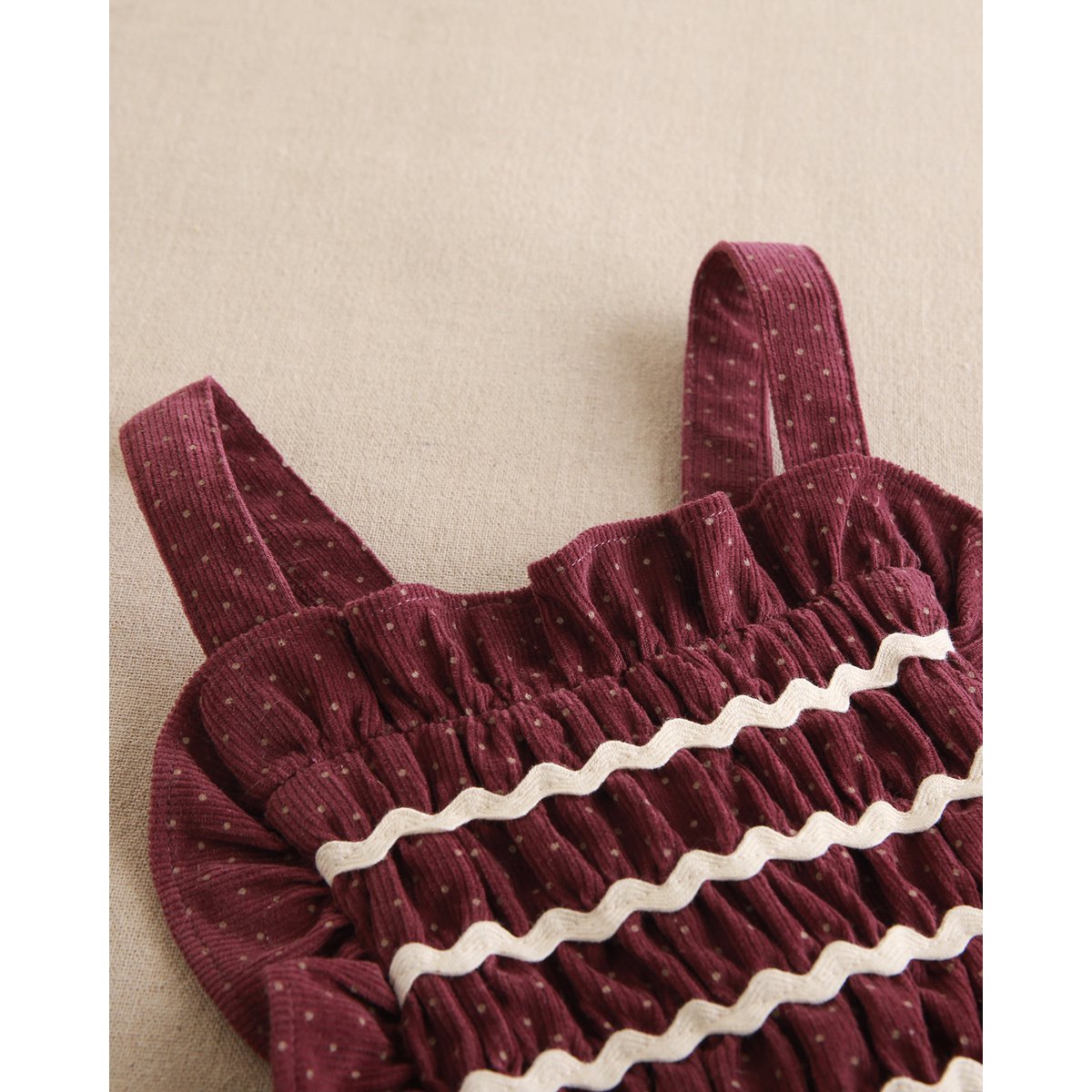 Mono morado de pana para niña con lunares beige P76-11604121