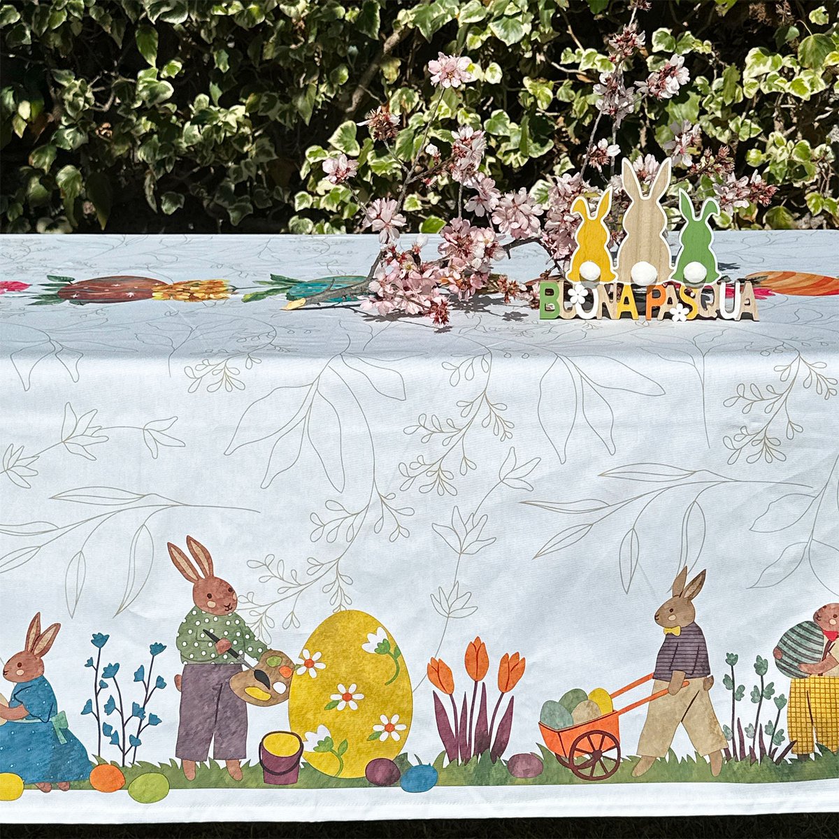 Mantel Cuadrado y Rectangular - Conejitos de Pascua