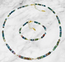Ketting edelsteen rondel met zoetwaterparels
