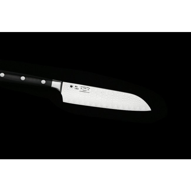 KATAHIRO ZEN 3-delt damask kokkekniv sæt - kokkekniv, santoku kniv, skærekniv med bambus magnetisk knivholder