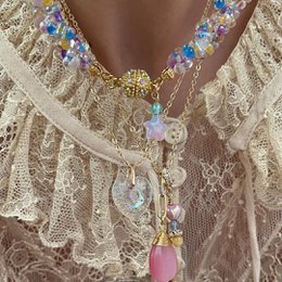 Collier pendentif coeur vintage chaîne plaquée or, cristal pendentif détail lune