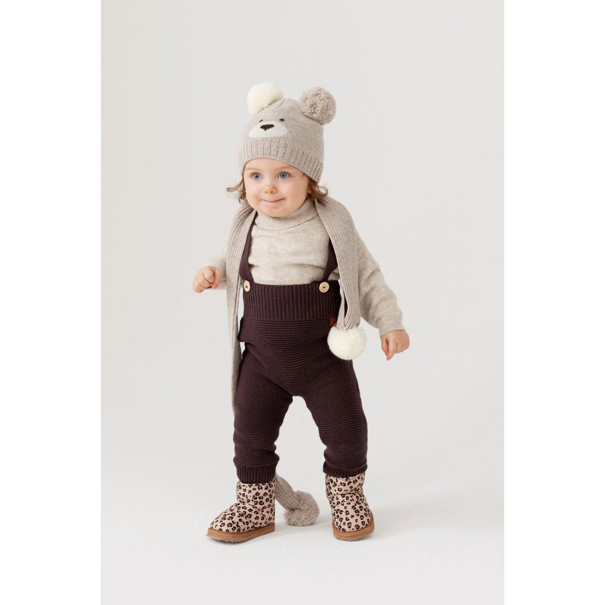 ENZO children's dungarees - 100% merino wool - brown