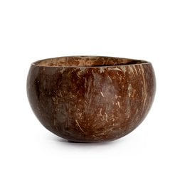 Natural coconut bowl, brown, round, polished, handcrafted, small decorative vessel