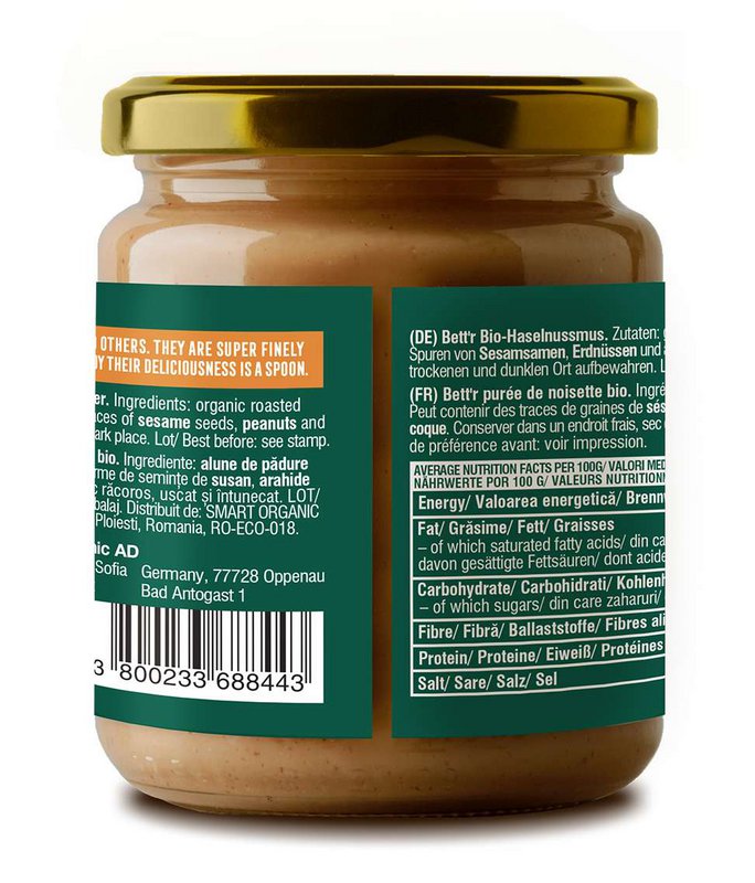 Hazelnut Butter, organic, Bett'r, 250g