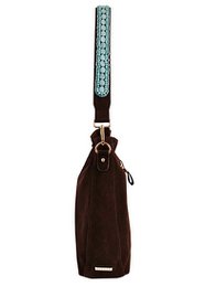 BOHO IBIZA BAG - Tracolla Acquamarina (70cm) + Borsa Scamosciata (Cacao)