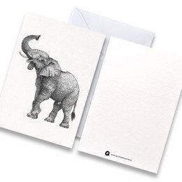 Kort elefant sort og hvid med konvolut