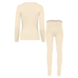 2-delige set 250 Merino-dames, naturel met lange mouwen en broekje