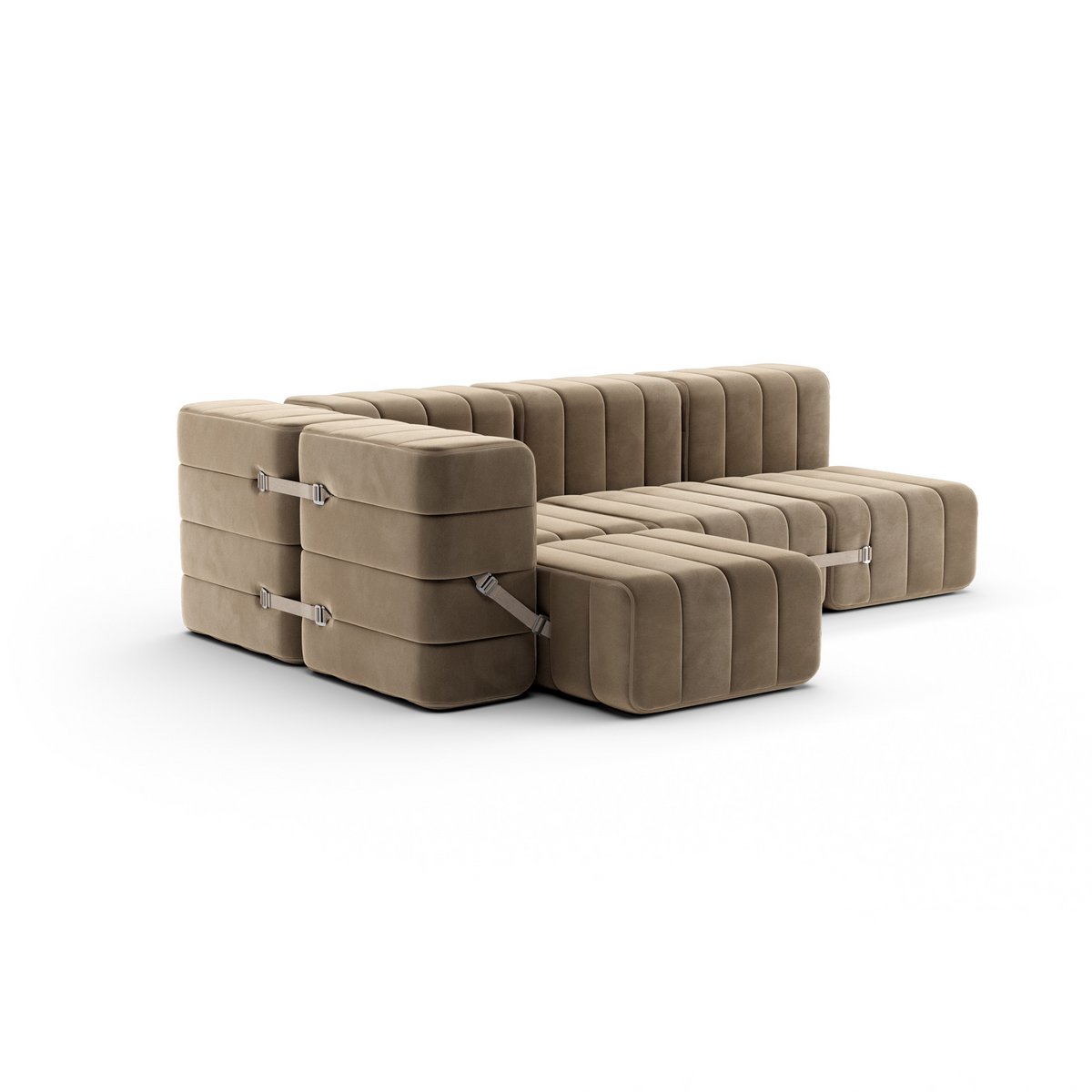 Curt-Set 9 - e.g. Flexible small corner sofa  - Barcelona - Vole - V3347/15 (Grey / Brown)