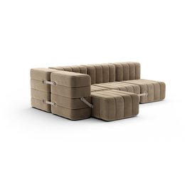 Curt-Set 9 - e.g. Flexible small corner sofa  - Barcelona - Vole - V3347/15 (Grey / Brown)