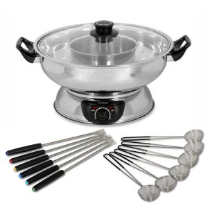 Rotel Chinesisches Fondue-Set mit 2 Fächern, Gabeln und Sieben