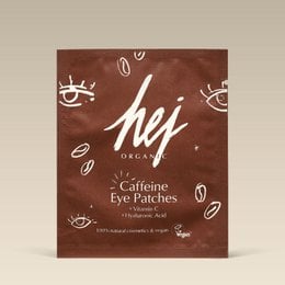 Caffeine eye patches with vitamin C, designed to reduce puffiness and dark circles around the eyes.