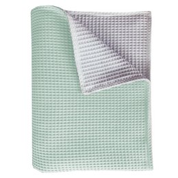 krybbetæppe Pique dobbeltsidet mint/hvid 75x100
