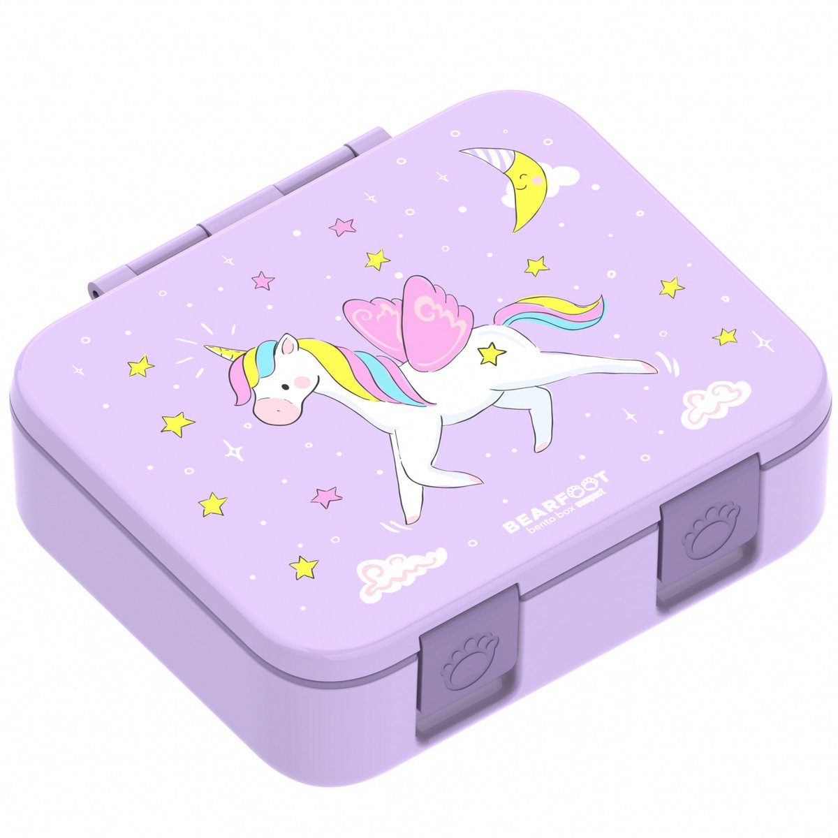 Leaf can with compartments, light & leak -proof - unicorn purple