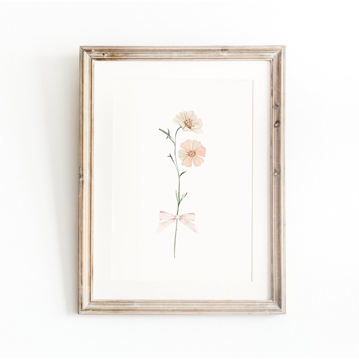 Errötende Frühlingsblumen mit Bug, rosa Wildblumenplakat, Wildblumen -Bouquet -Druck, Blumendruck, botanisches Plakat, Blumenplakat, Blumendruck, Wildblumenplakat, Blumen -Kindergarten -Plakat, Pfirsichblumen