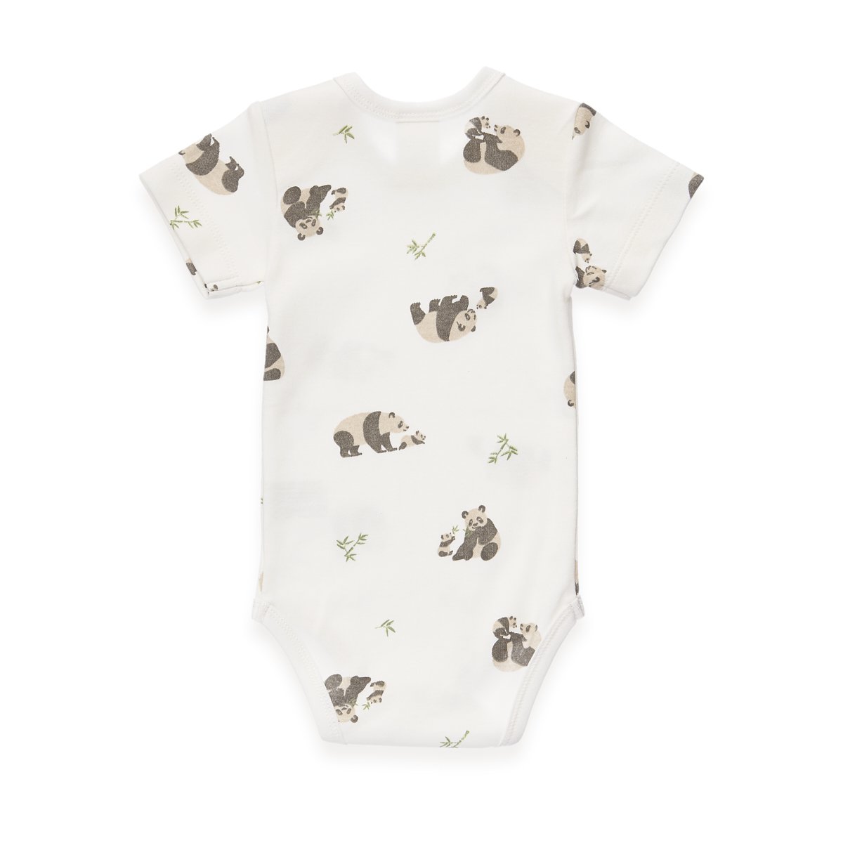 Baby Body Kurzarm - Panda AOP, Interlock - OffWhite
