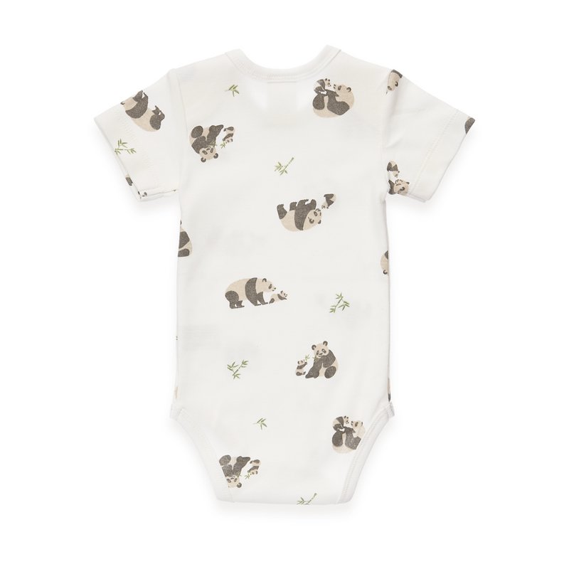 Baby Body Kurzarm - Panda Aop, Interlock - Off White