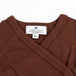 Tutina avvolgente in lana a maniche corte - Lana merino - Fondente al cioccolato