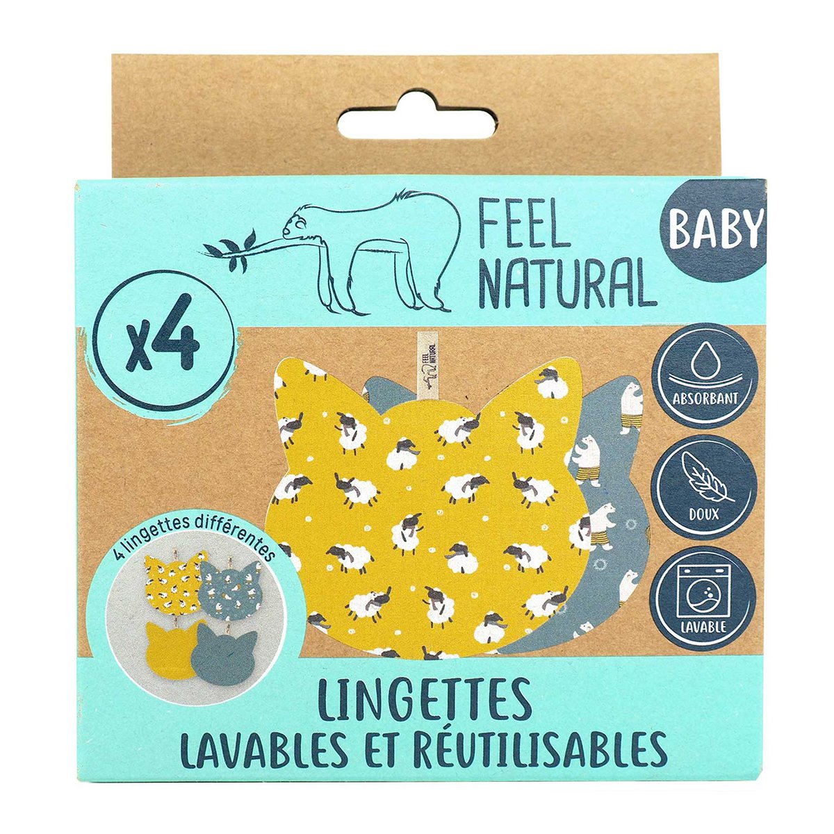 Set van 4 kattenkopdoekjes - "Gustave -olaf" -model