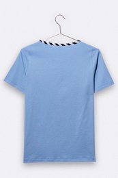 Balthasar t-shirt in lavendelblauw met gestreepte bies voor dames