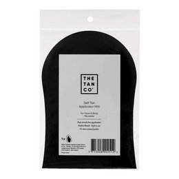 Tan applicator mitt made of soft, velvety material for even, streak-free self-tanning application. Designed for comfortable, controlled application of self-tanning products.