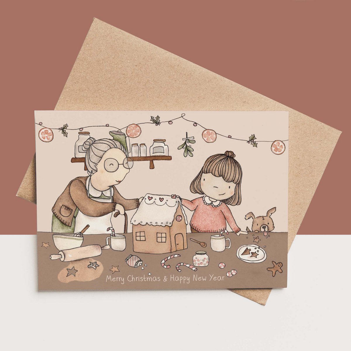 kaartje + envelop - Kerstkoekjes