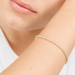 Tennis bracelet yellow gold, 3.42ct diamonds, 17.0 cm