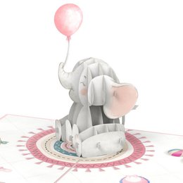 Baby elefant (lyserød) pop-up kort