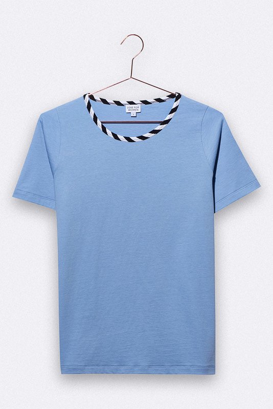 Balthasar t-shirt in lavendelblauw met gestreepte bies voor dames