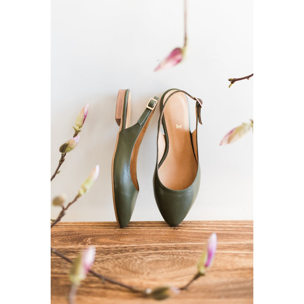 Lederballerinas - Oriana - Olivgrün 35-42