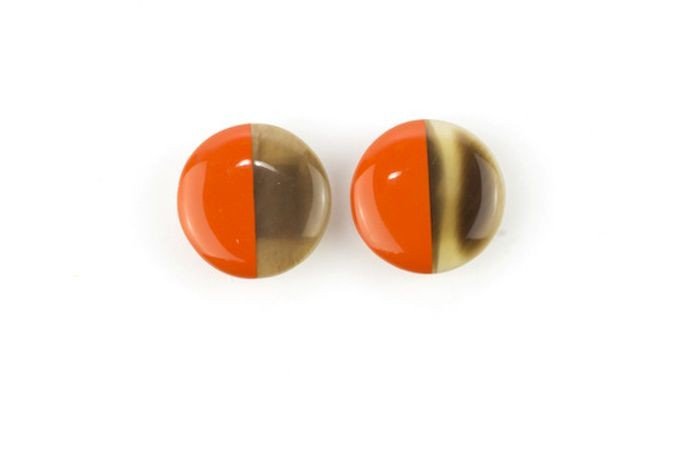 Disc øreringe med øreclips og orange lak