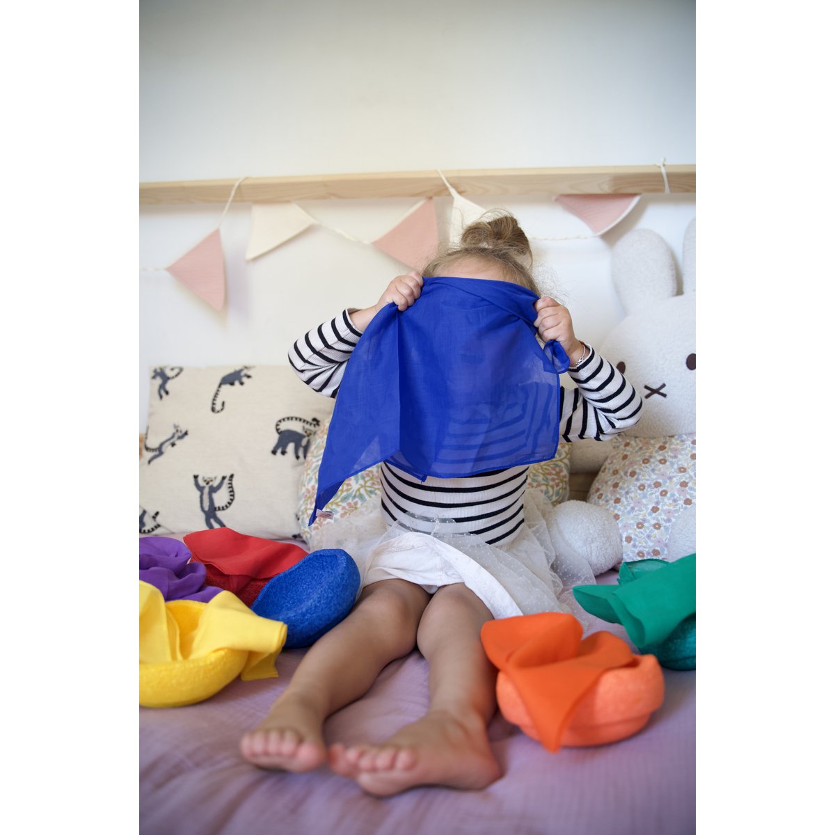 Katoenen speeldoek, play cotton rainbow 75cm set