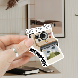 Sticker Polaroid Camera Adventure - Vinyl Sticker "let's make memories"