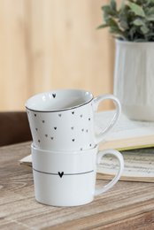 Mok 275 ml Wit Keramiek Hartjes Drinkbeker