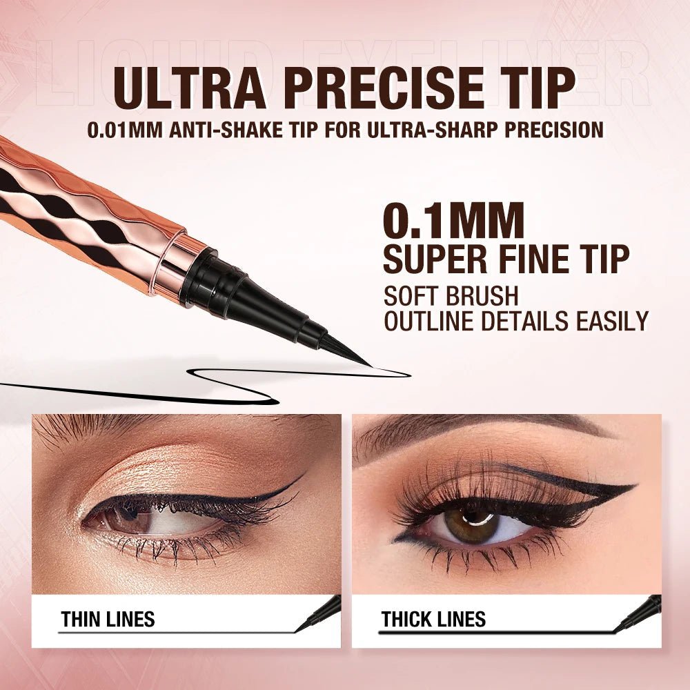 O.TWO.O Matita per eyeliner Eyeliner liquido Impermeabile a prova di sbavature Asciugatura rapida Indossabilità per 12 ore Eyeliner nero ultra fine per frecce