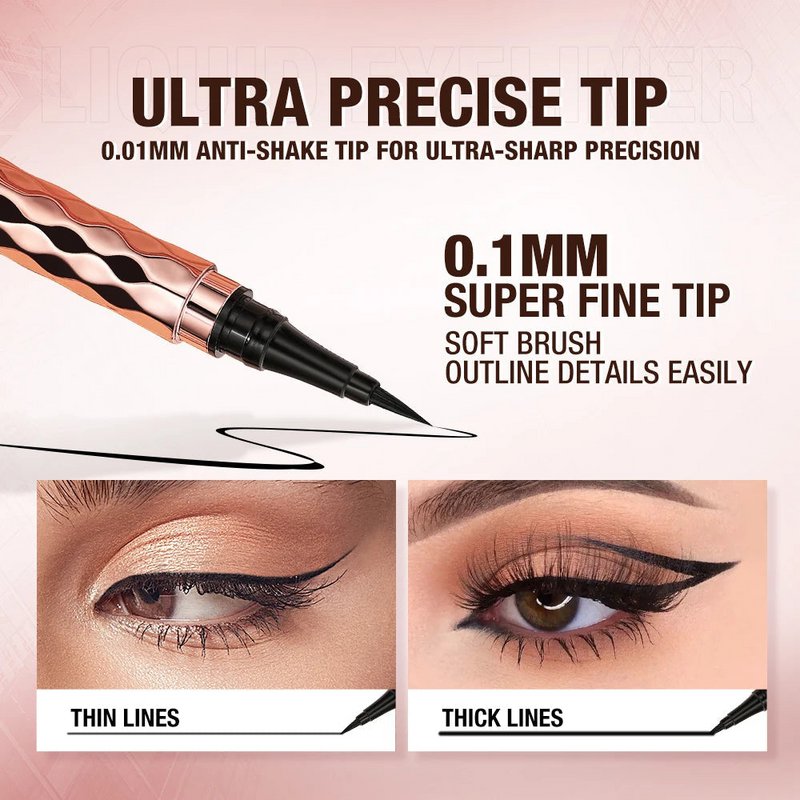 O.TWO.O Eyeliner w kredce Płynny eyeliner Wodoodporny, odporny na rozmazywanie Szybkoschnący 12-godzinny makijaż Ultracienki czarny eyeliner do strzałek