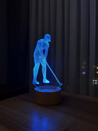 Lampa LED dla golfistów 3D | Drewniana bateria i kabel USB