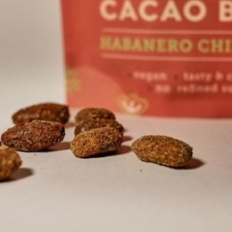 Roasted cacao beans with lime and habanero