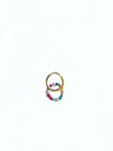 RAINBOW hoop multicolor pearl ring in gold plated