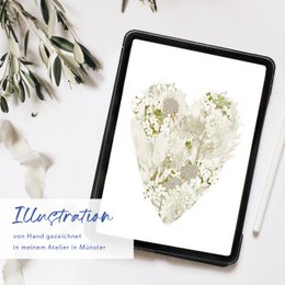 Postcard heart made of cream-colored flowers